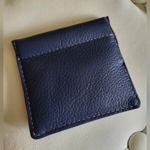Navy Blue Leather Coin Wallet